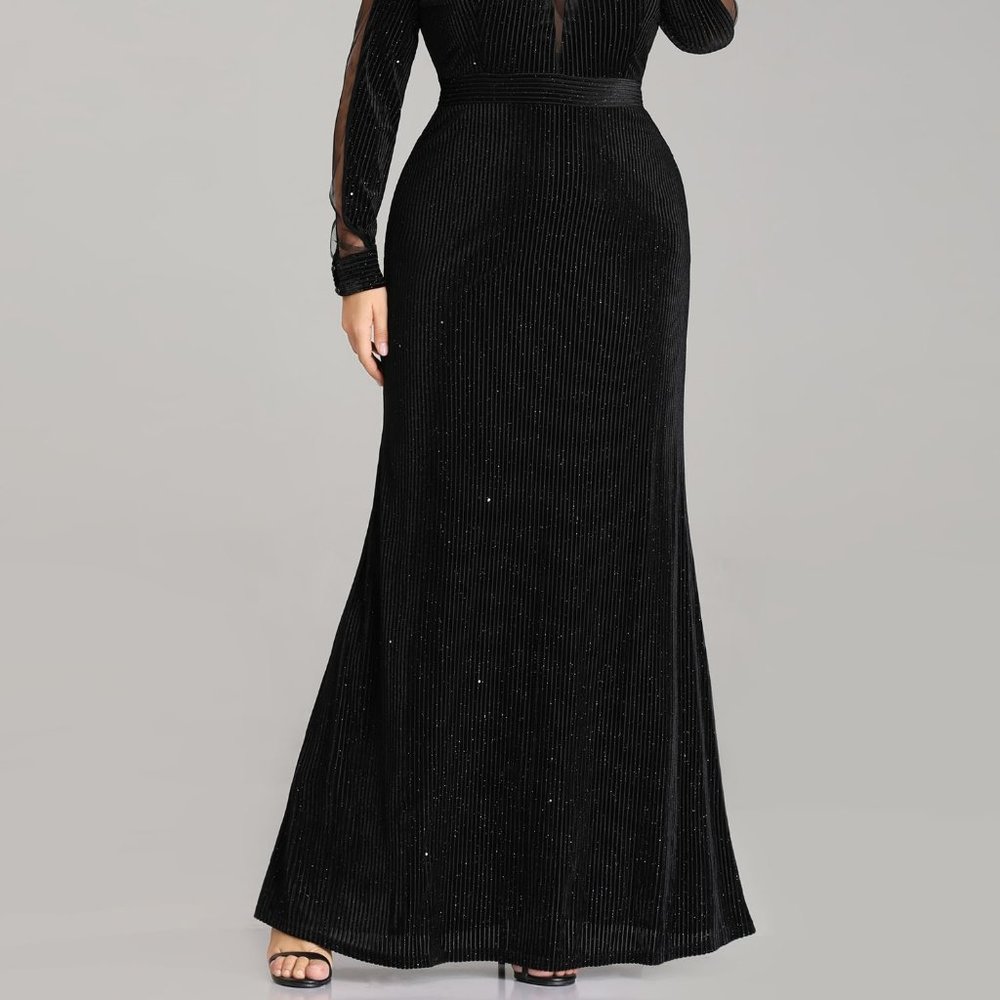 BLACK SHIMMERY VELVET EVENING GOWN🖤🖤🖤 - Picture 2 of 7